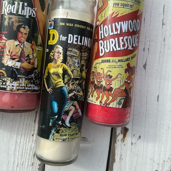 Set of Four Retro Handmade Glass Pillar Candles - Picture 3 of 3